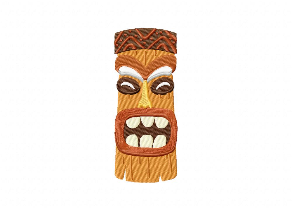 Tiki Mask Stitched Embroidery Design