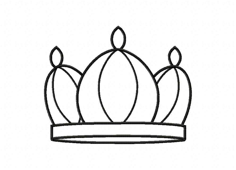 Thick Crown Outline Stitched Embroidery Design