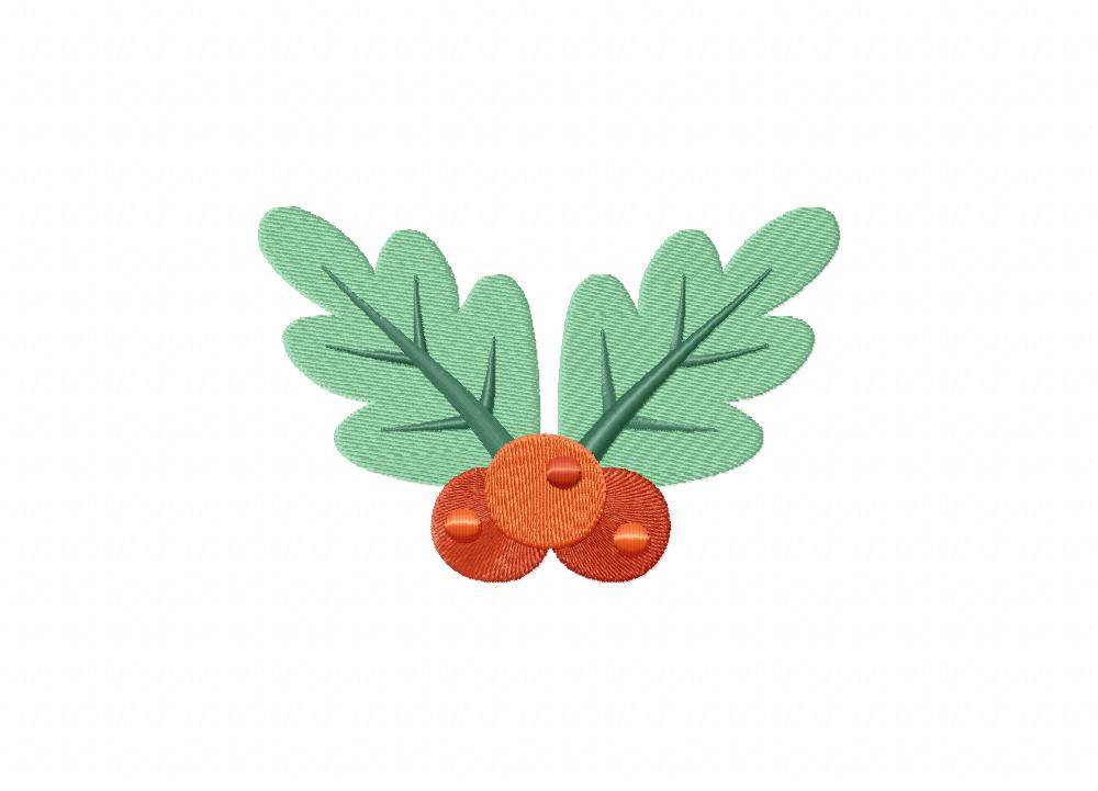 Two Holly Leaves Stitched Embroidery Design