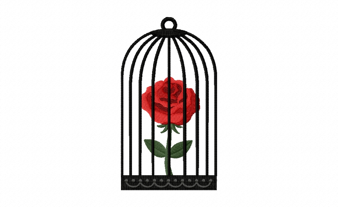 Caged Rose Stitched Embroidery Design