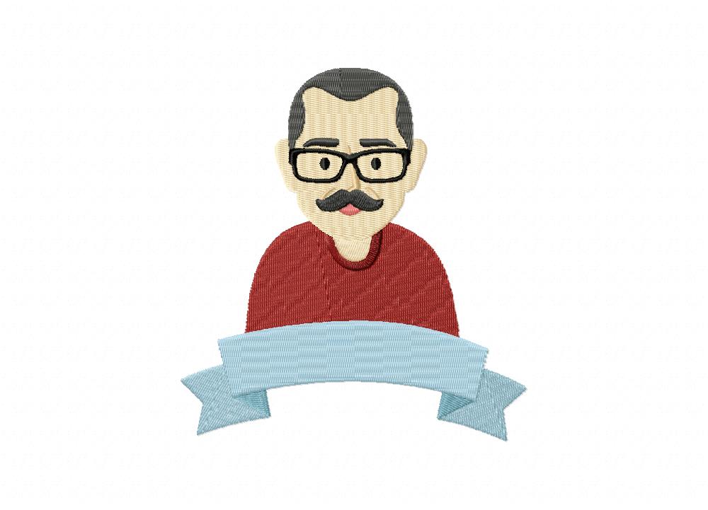 Grandpa Ribbon Stitched Embroidery Design