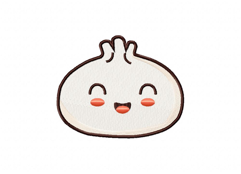 Smiling Dimsum Stitched Embroidery Design