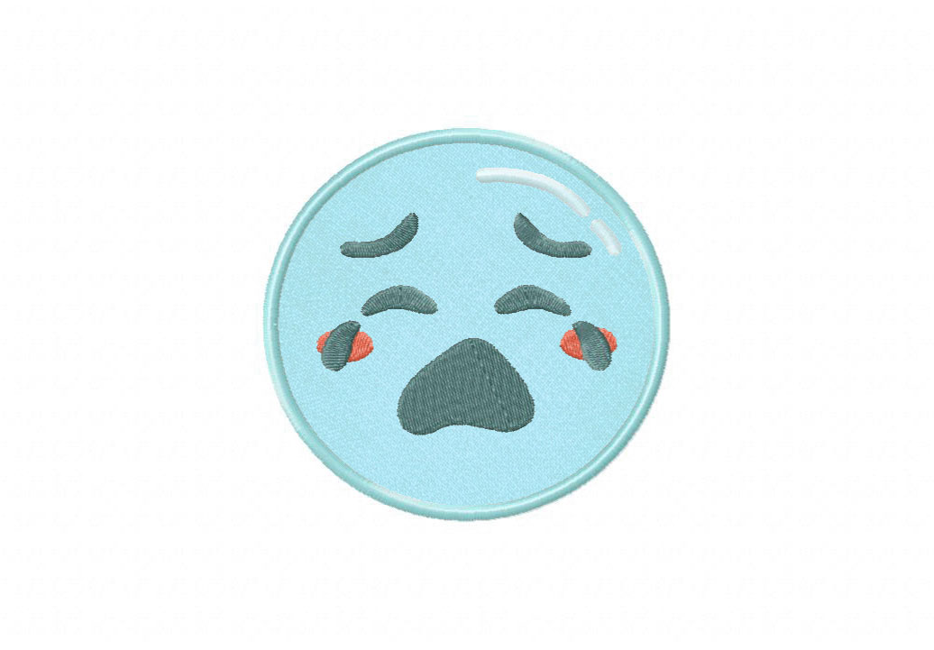 Crying Emoticon Stitched Embroidery Design