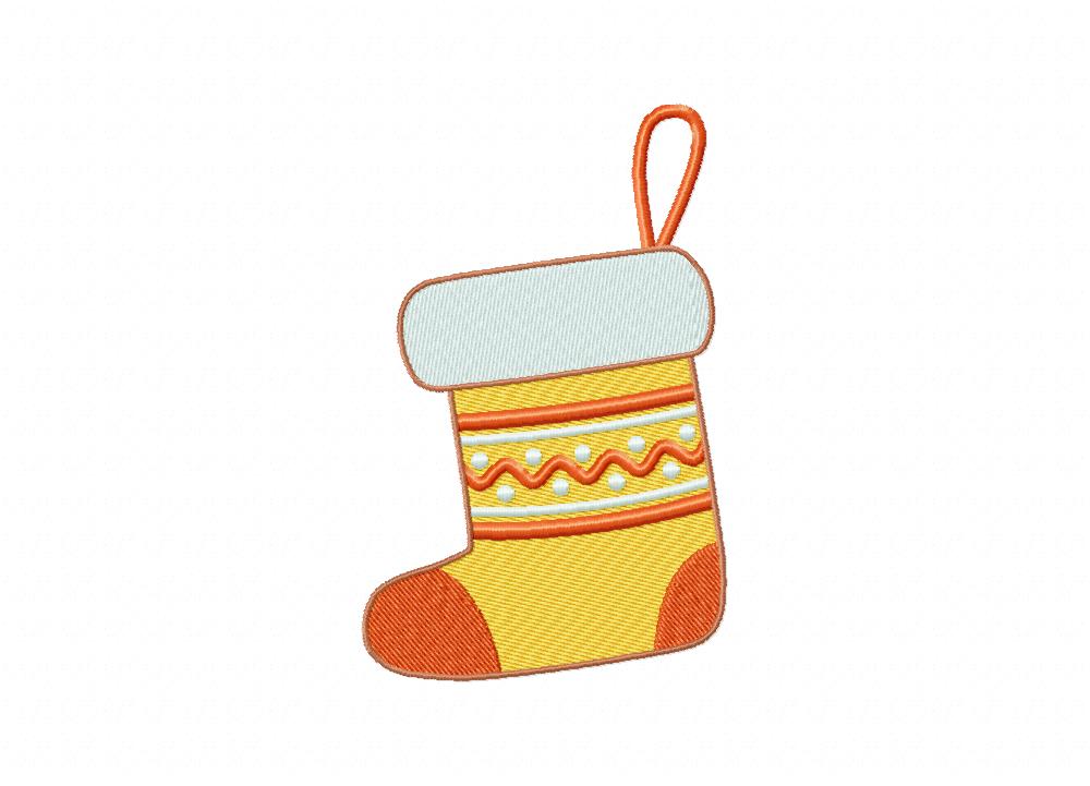 Christmas Sock Stitched Embroidery Design