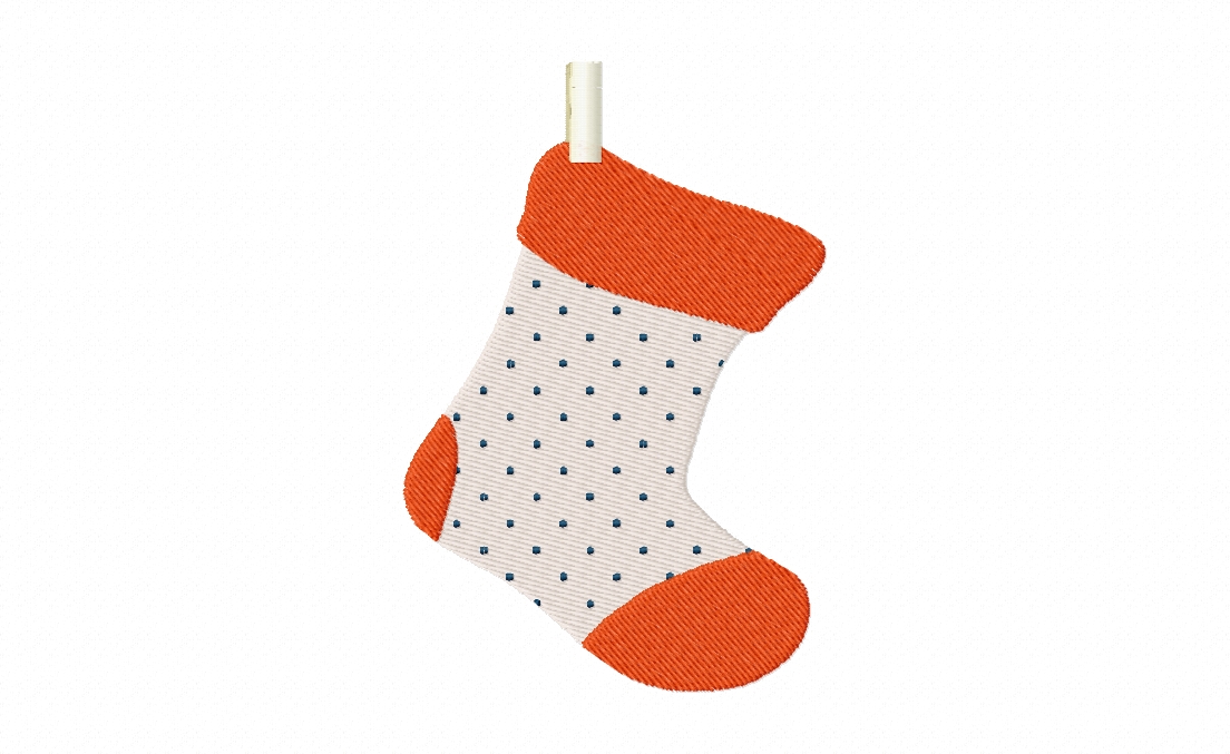 Polka Dot Hanging Stocking Stitched Embroidery Design