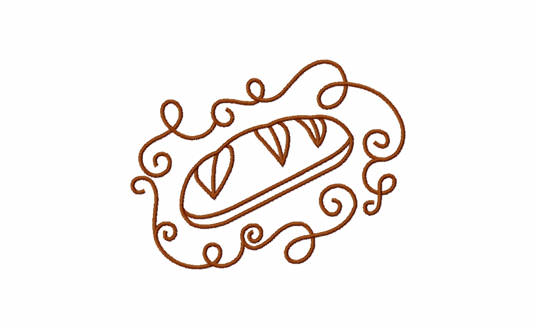 Swirly Bread Stitched Embroidery Design