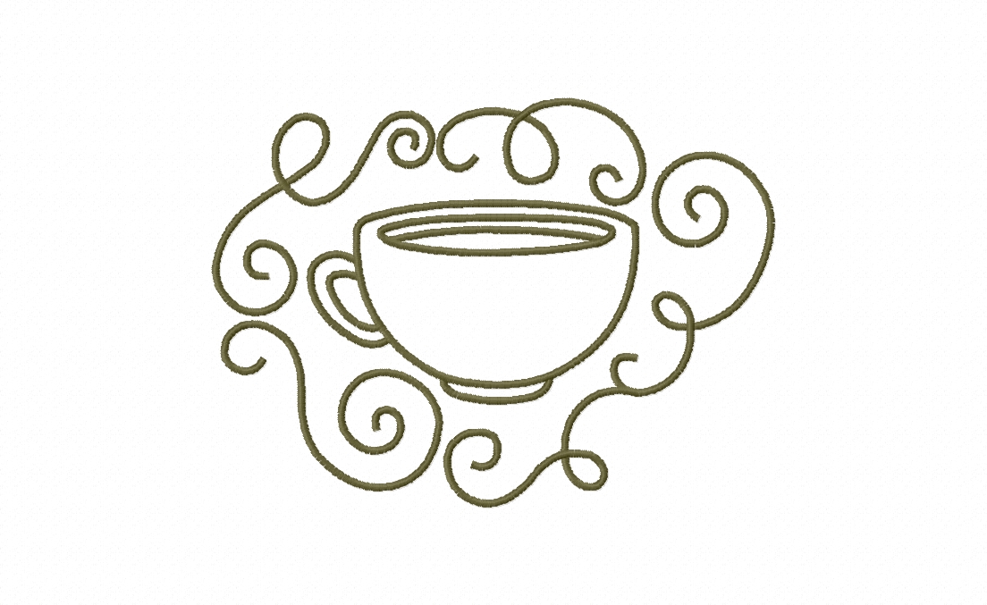 Autumn Swirl Cup Stitched Embroidery Design