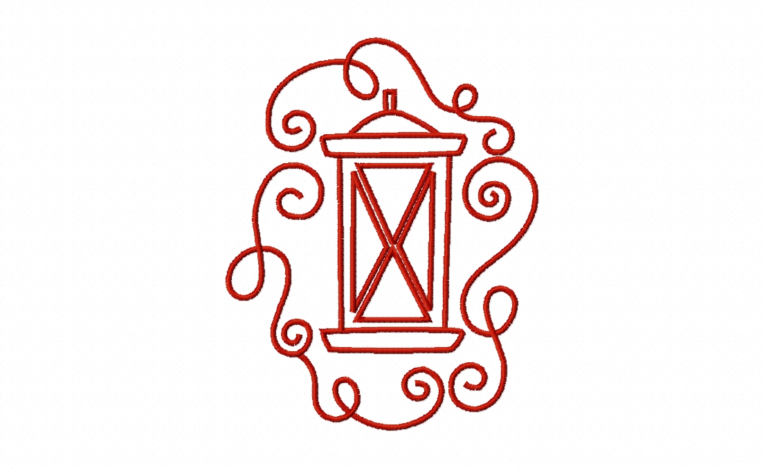 Autumn Swirl Lantern Stitched Embroidery Design