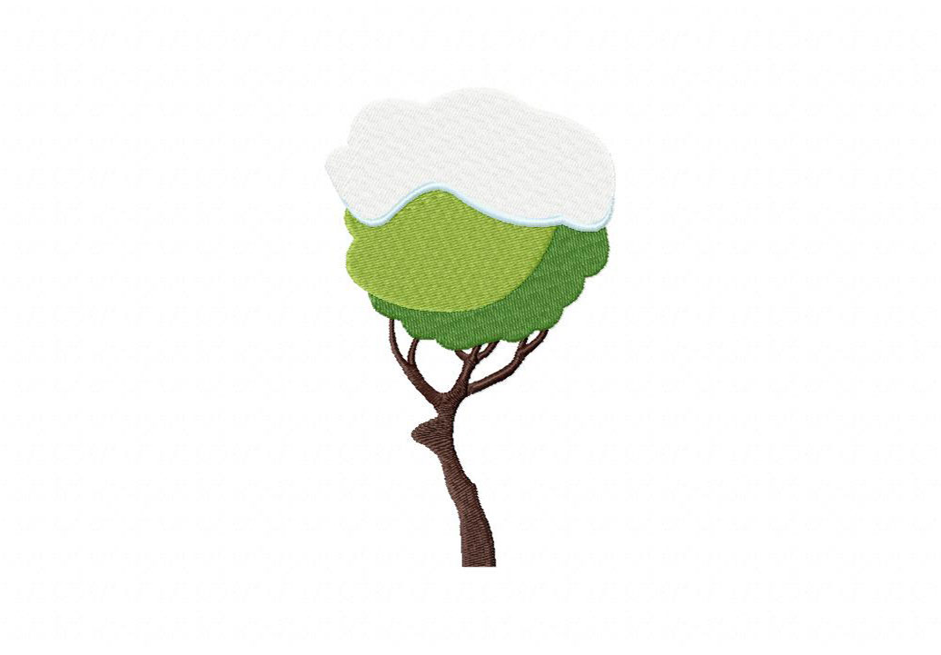 Whimsical Snow Tree Stitched Embroidery Design