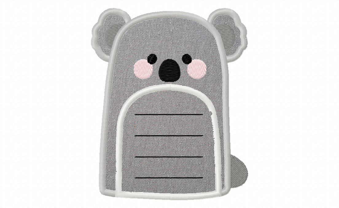 Koala Note Appliqué Embroidery Design