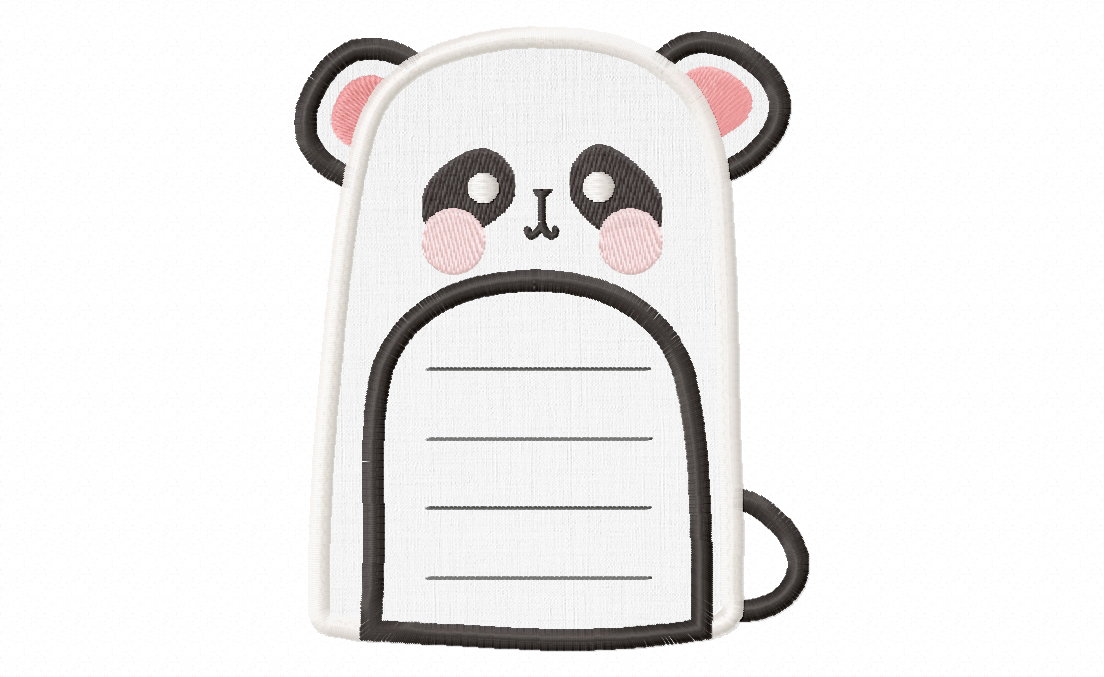 Panda Note Appliqué Embroidery Design