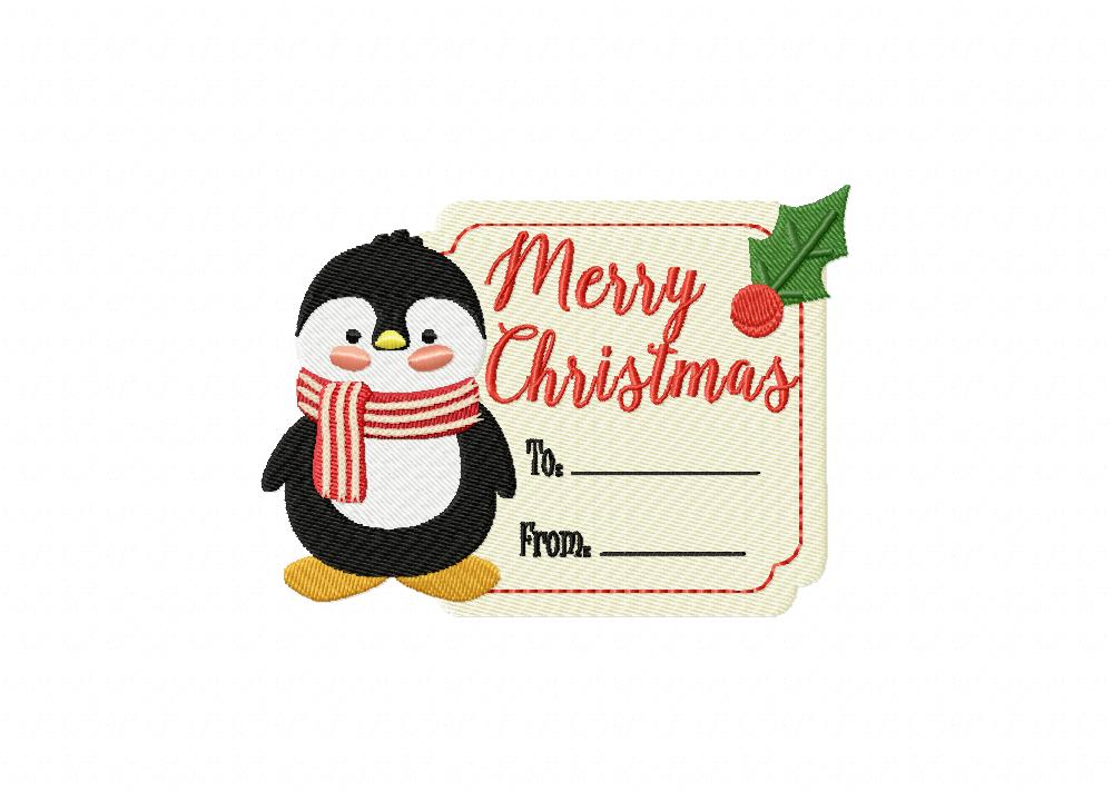 Penguin Greeting Stitched Embroidery Design