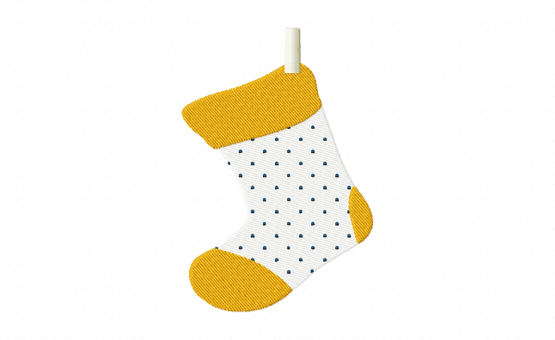 Yellow Polka Dot Sock Stitched Embroidery Design