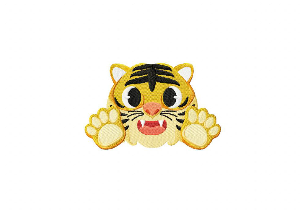 Surprised Tiger Stitched Embroidery Design