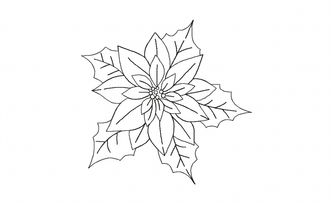 Christmas Flower Outline Stitched Embroidery Design