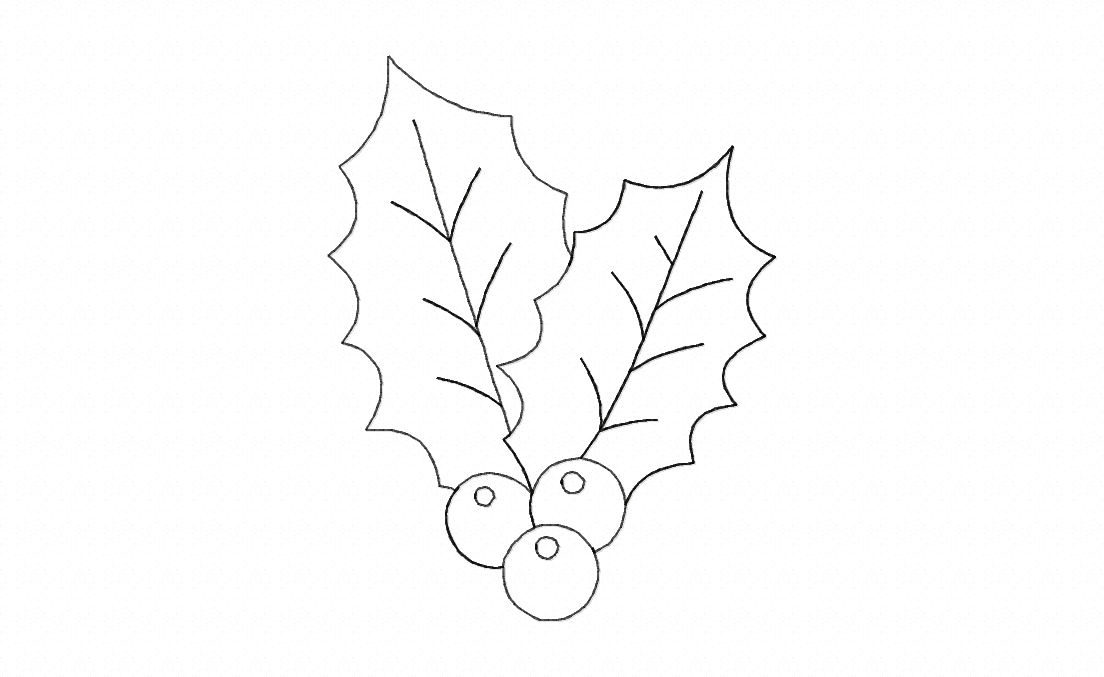 FREE Christmas Leaves Outline Stitched Embroidery Design