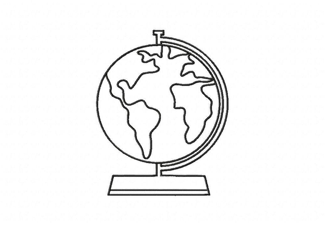 Globe Outline Stitched Embroidery Design