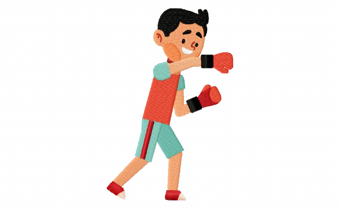 Boxing Boy Stitched Embroidery Design