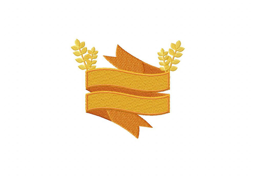 Wheat Banner Stitched Embroidery Design