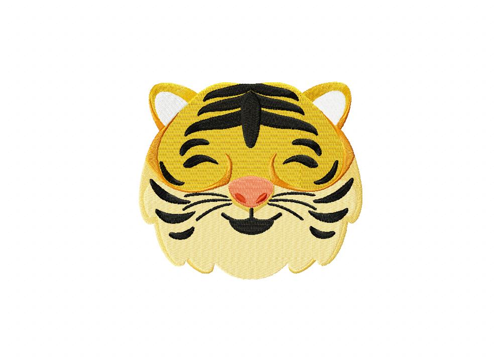 Smiling Tiger Stitched Embroidery Design