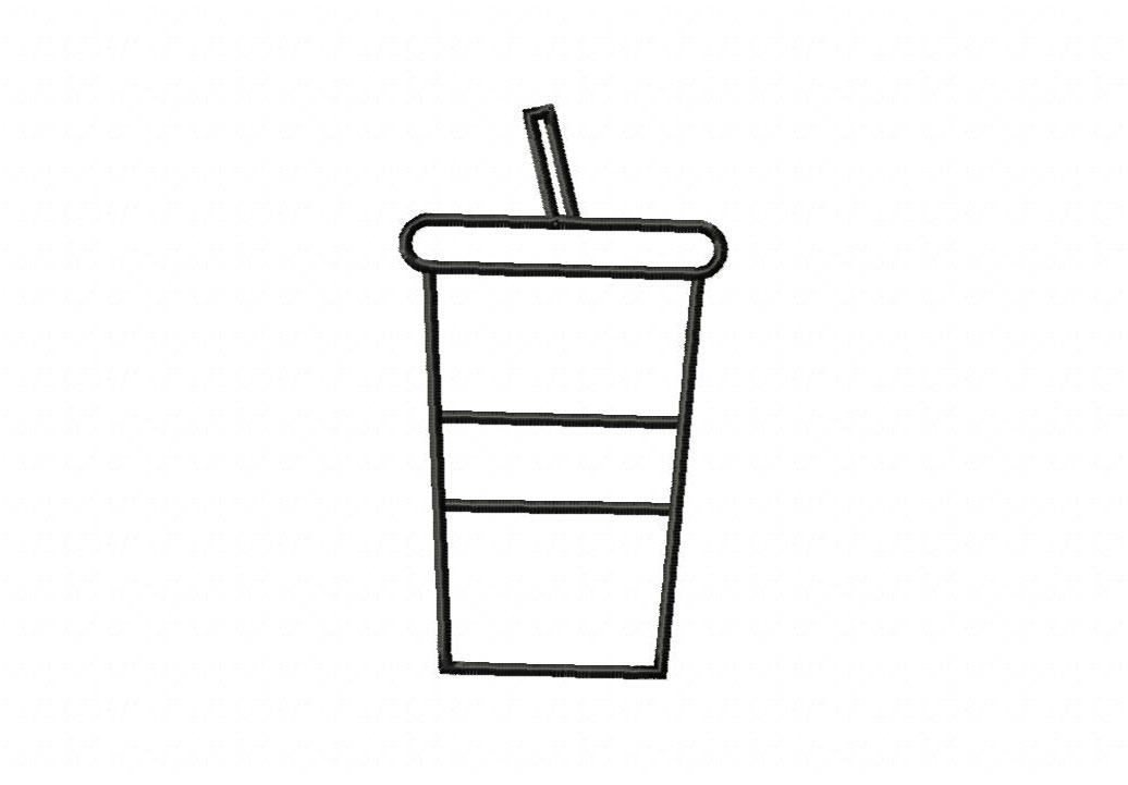 Cola Cup Outline Stitched Embroidery Design