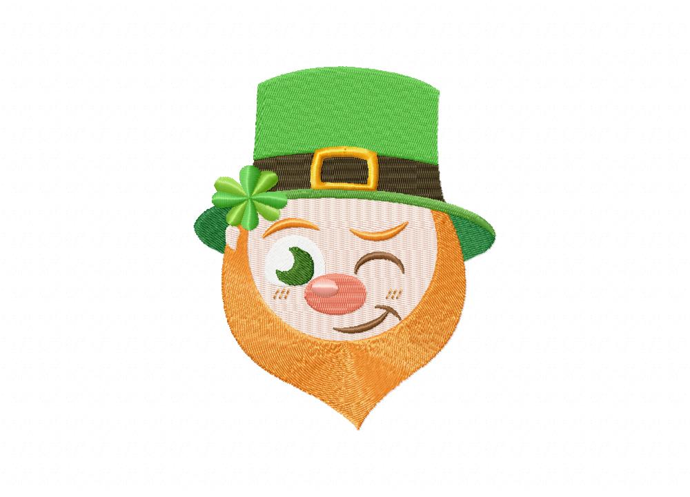 Wink Leprechaun Stitched Embroidery Design