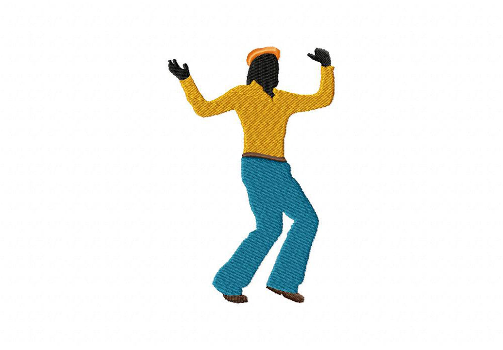 FREE 70s Dancing Silhouette Stitched Embroidery Design