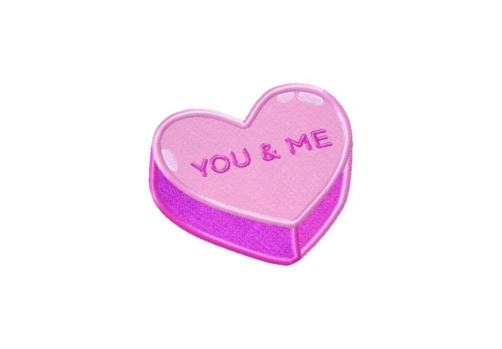 FREE You And Me Heart Appliqué and Stitched Embroidery Design