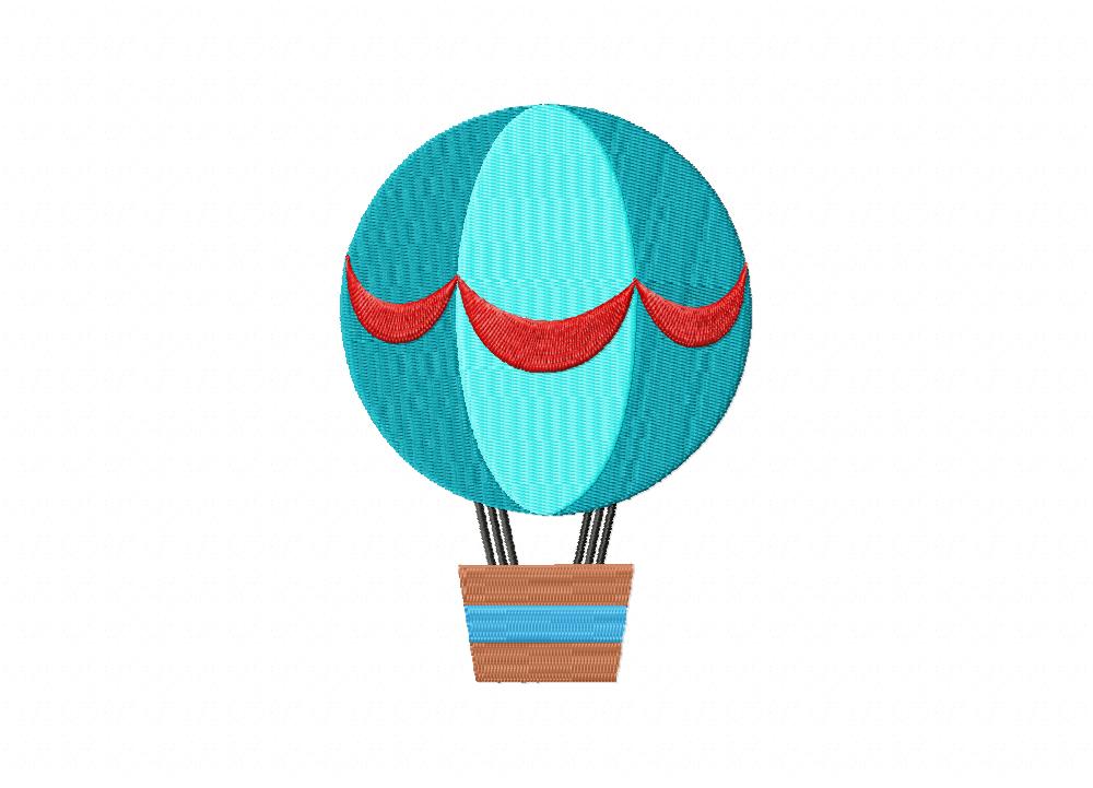 Hot Air Balloon Stitched Embroidery Design