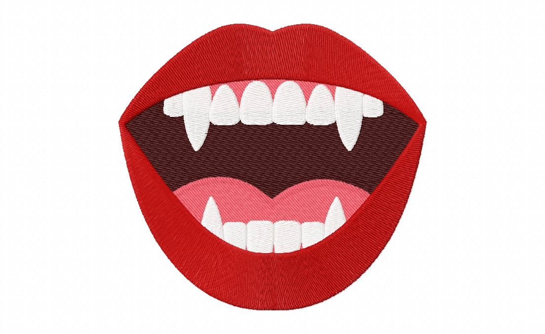 Vampire Mouth Stitched Embroidery Design