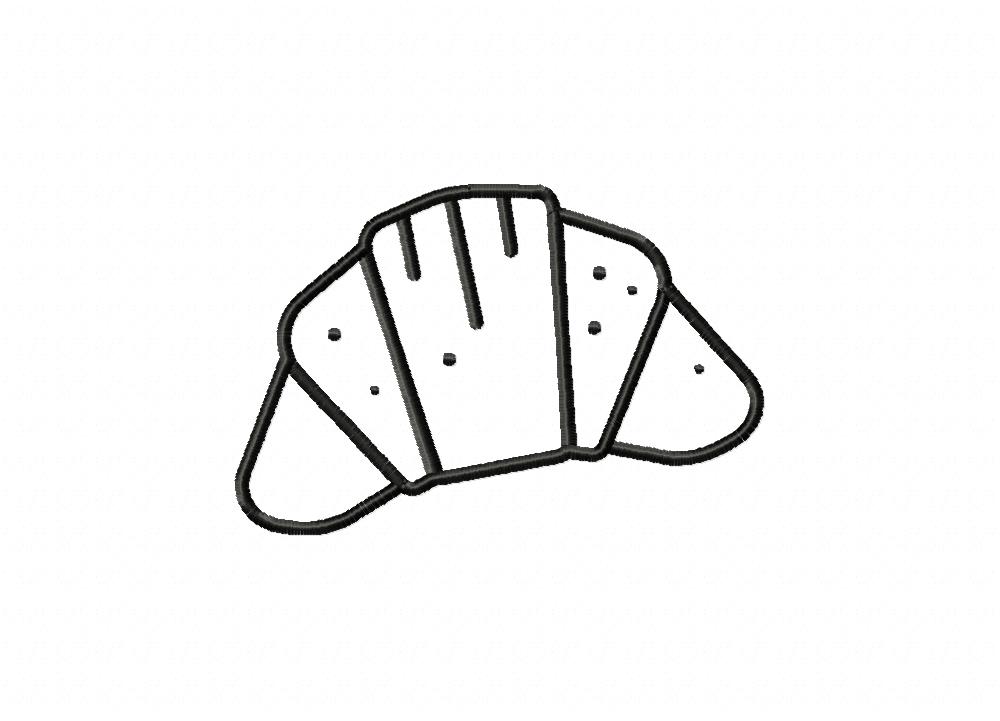 Croissant Outline Stitched Embroidery Design