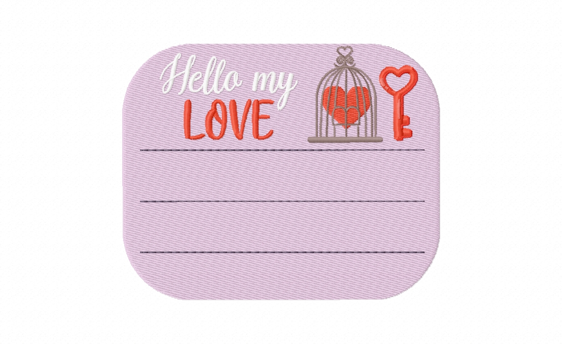 Hello My Love Stitched Embroidery Design
