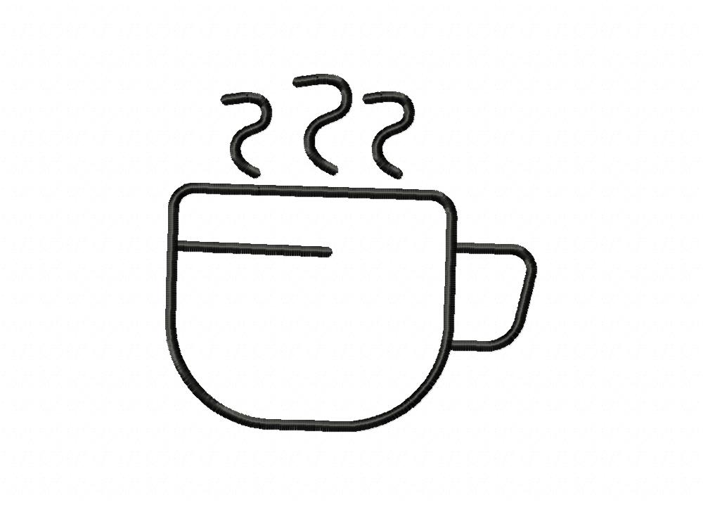 FREE Hot Coffee Outline Stitched Embroidery Design