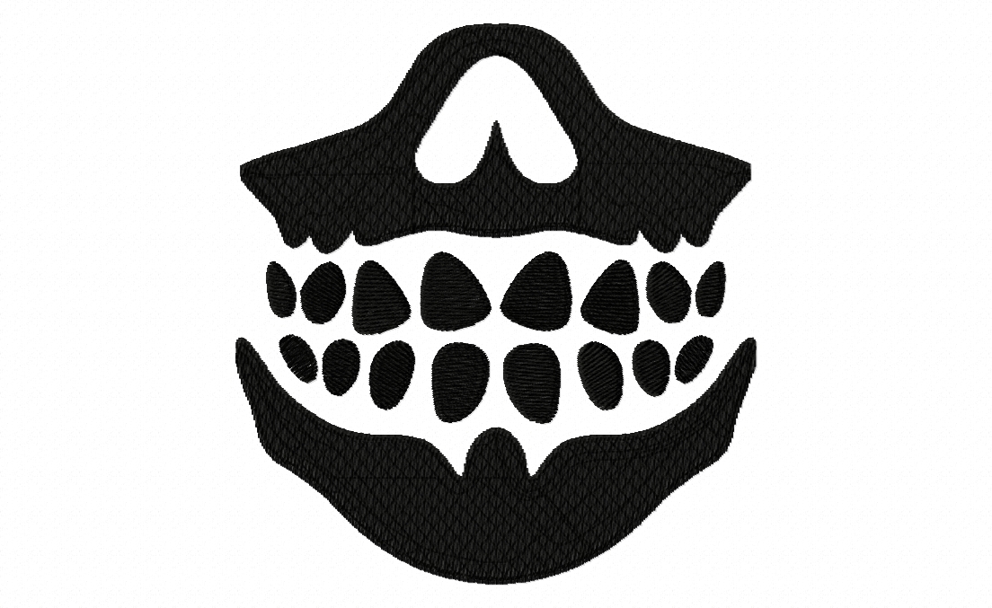 Skull Jaw Stitched Embroidery Design