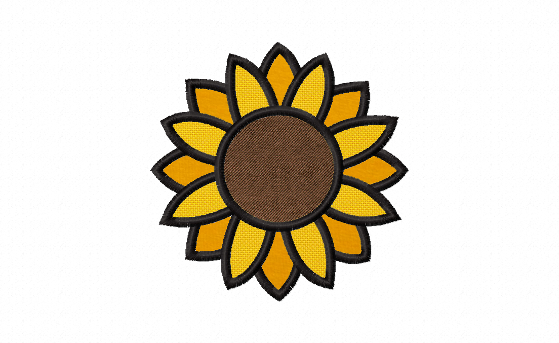 Outline Sunflower Applique Embroidery Design