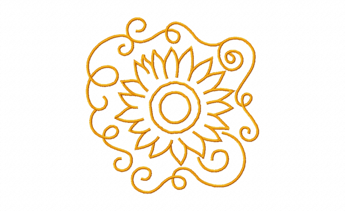 Sunflower Swirl Elegance Stitched Embroidery Design