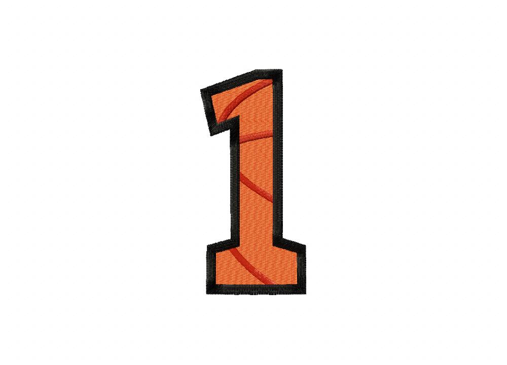 FREE Basketball Number 1 Stitched Embroidery Design