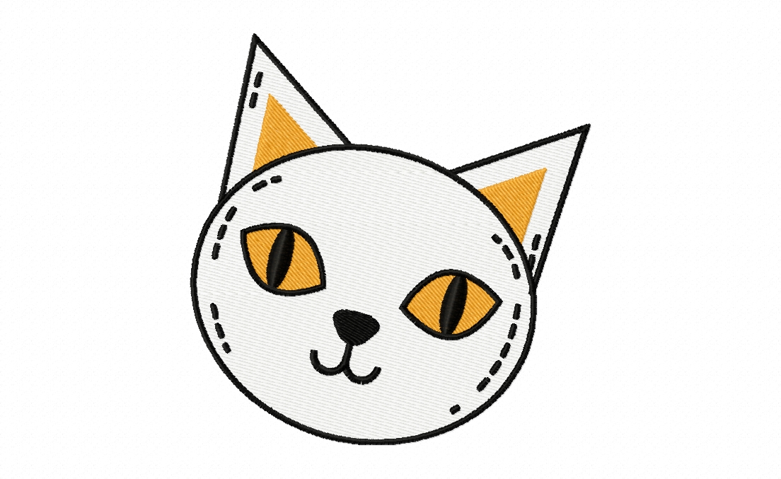 Cat Drawing Stitched Embroidery Design