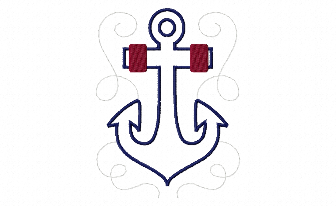 Sea Life Charm Anchor Stitched Embroidery Design