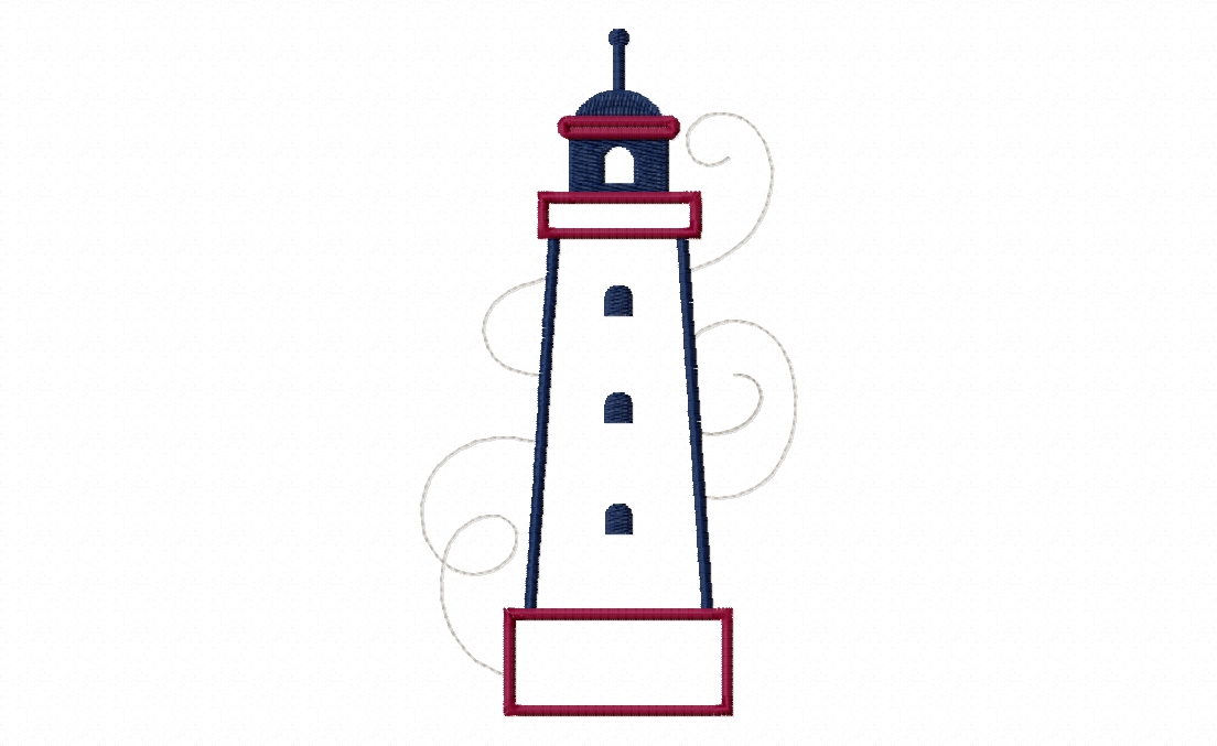 Sea Life Charm Lighthouse Stitched Embroidery Design