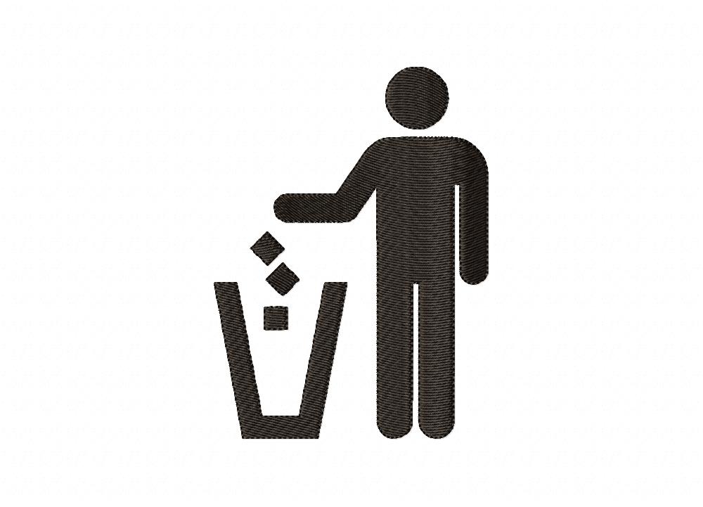 Garbage Icon Stitched Embroidery Design