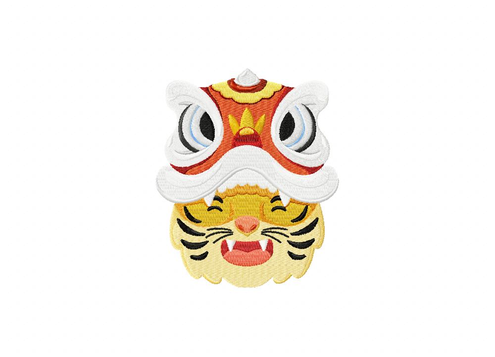 Tiger Dragon Stitched Embroidery Design