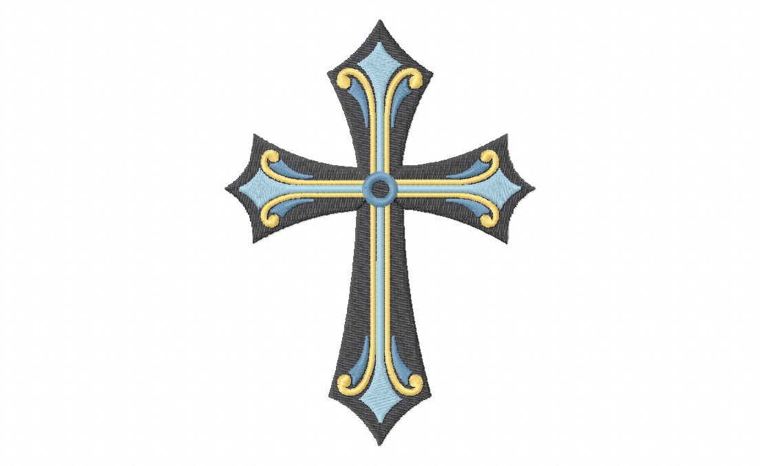 Elegant Ornate Cross Stitched Embroidery Design