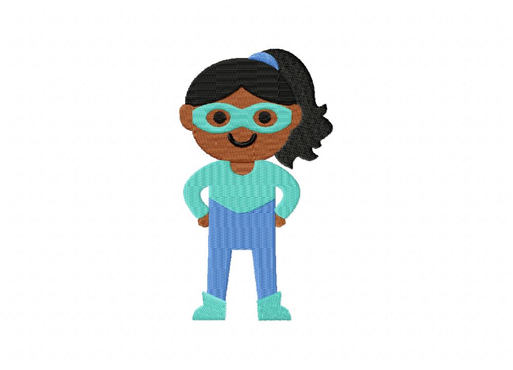 FREE Teal Hero Girl Stitched Embroidery Design