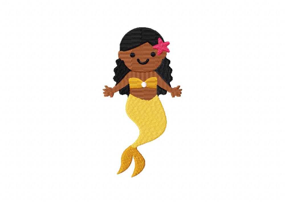 FREE Mermaid With Starfish Stitched Embroidery Design