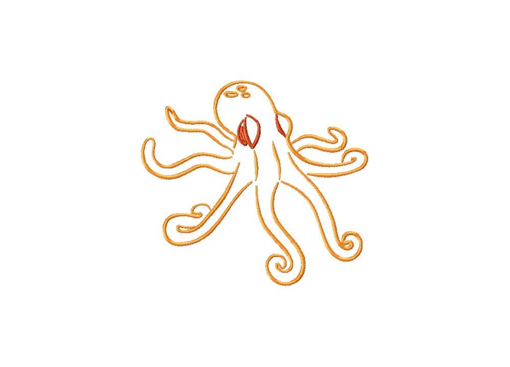 FREE Octopus Outline Stitched Embroidery Design