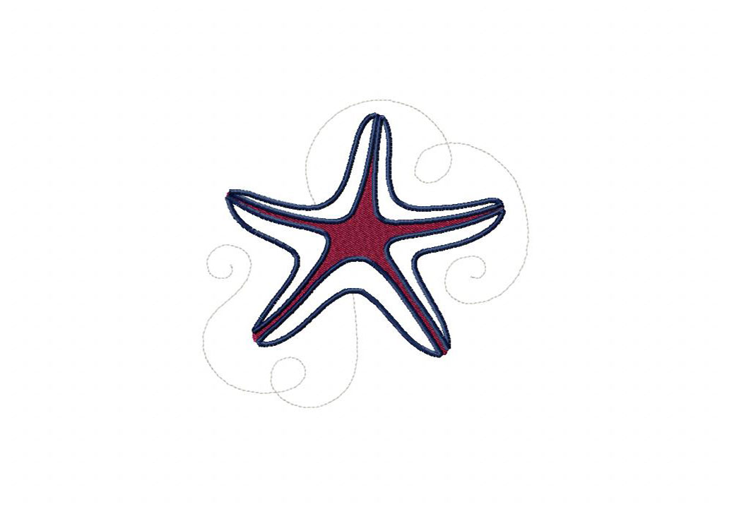 Sea Life Charm Starfish Stitched Embroidery Design