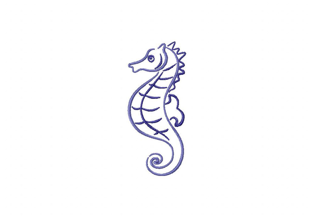 Seahorse Outline Stitched Embroidery Design