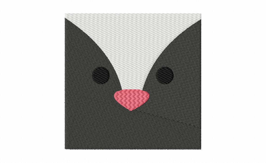 Skunk Face Stitched Embroidery Design