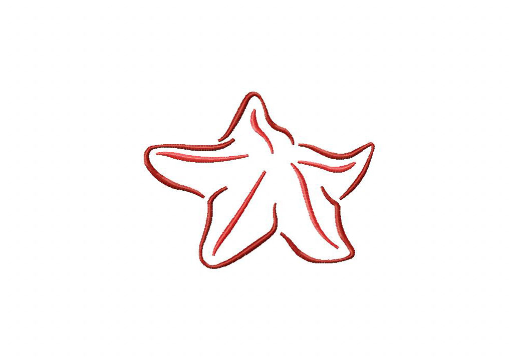 Starfish Outline Stitched Embroidery Design